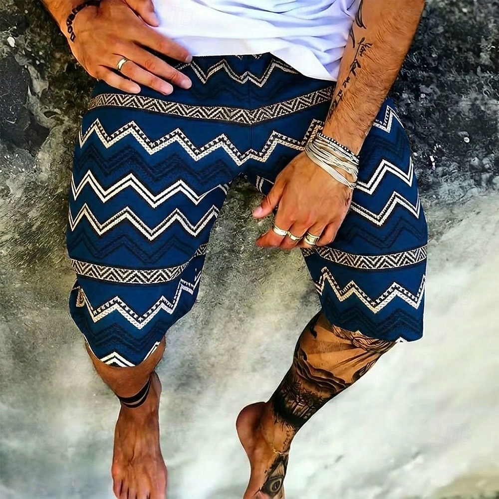 Męskie Wzór geometryczny Etnické Szorty dresowe Szorty plażowe Szorty frotte Średni Talia Retro / vintage Codzienny Streetwear Święto Ściągana na sznurek Elastyczny pas Druk 3D Projektant Odzież 2026 - $20.99 –P4
