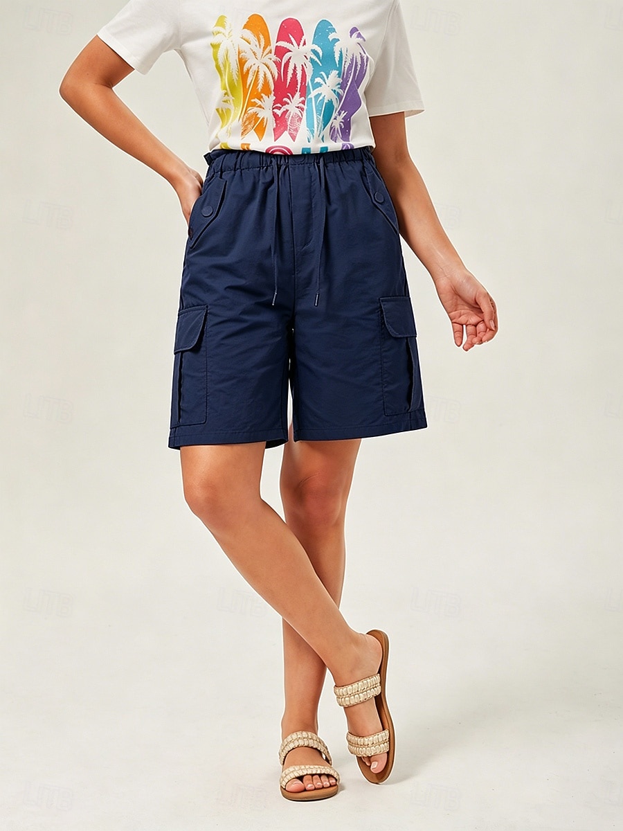 Pentru femei Bermude Pantaloni Scurți Cargo chinez Pantaloni Scurți Vacanță Șic Stradă De Bază Scurt Talie medie Simplu Cordon Buzunar Comfortabil Respirabil Inelastic Zilnic În aer liber Vacanță Gri 2026 - $34.99 –P5