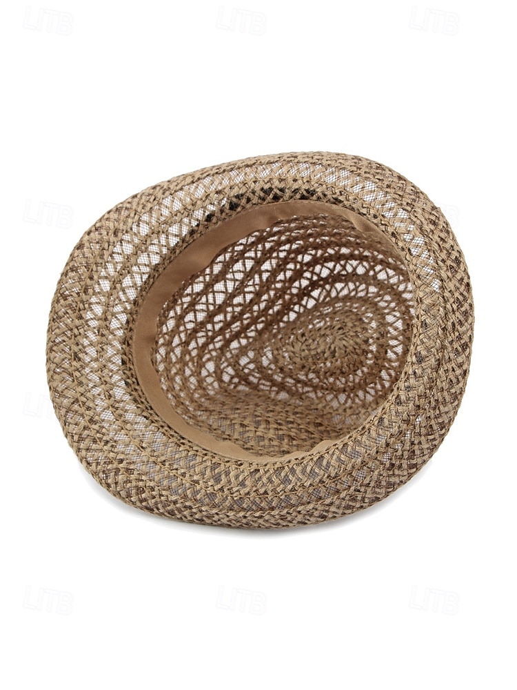 Chapeau fedora bohème en paille respirante pour homme, chapeau de plage tressé pour l'été, idéal pour les vacances, les voyages, les tenues décontractées et le quotidien. de 2026 ? $29.99 –P9