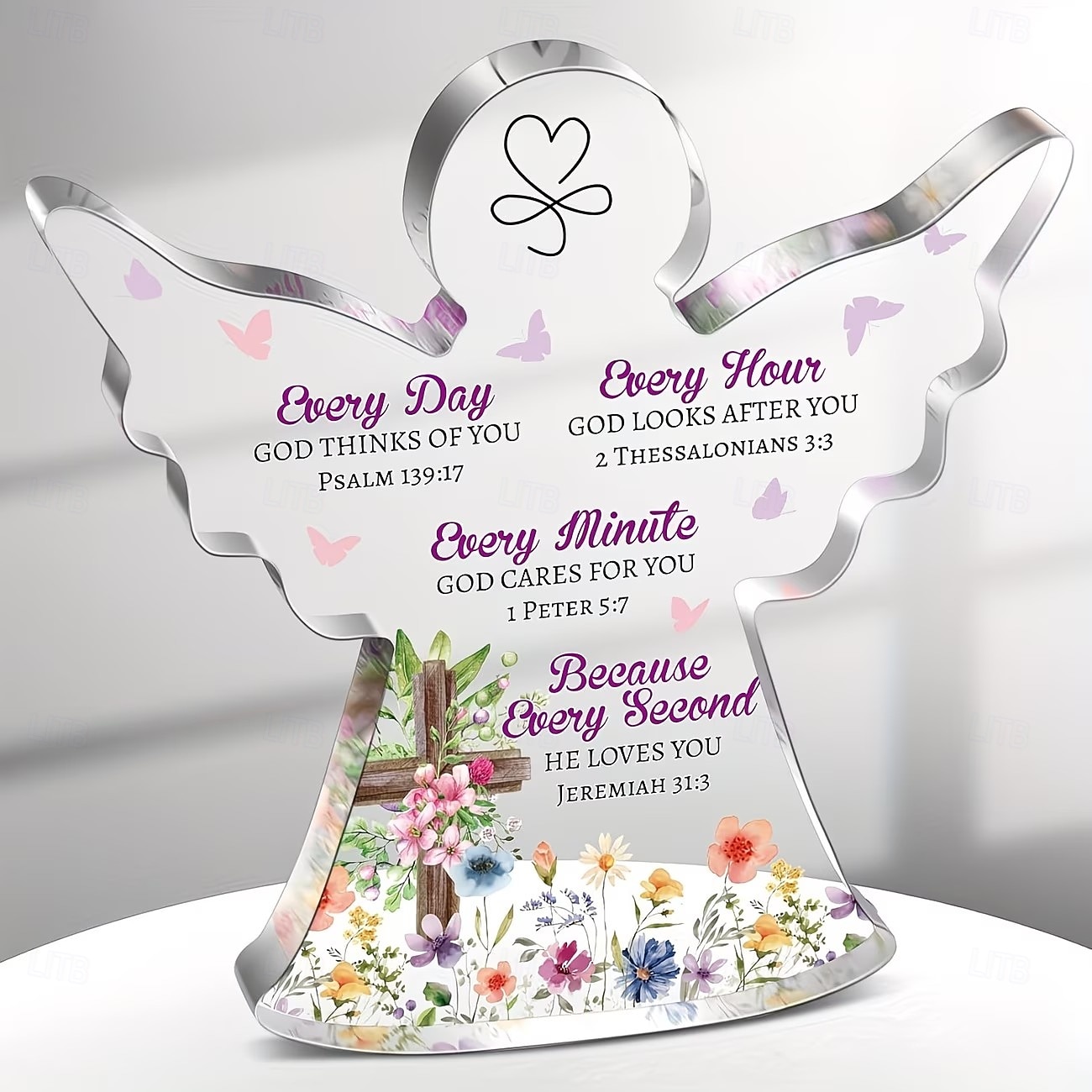 מתנה דתית מוטיבציונית אחת, פסוק תנ"ך, מתאימה לאמא, אחיות, חברות ועמיתים, קישוט שולחן עבודה אקרילי בצורת מלאך 2026 - $9.99 –P1