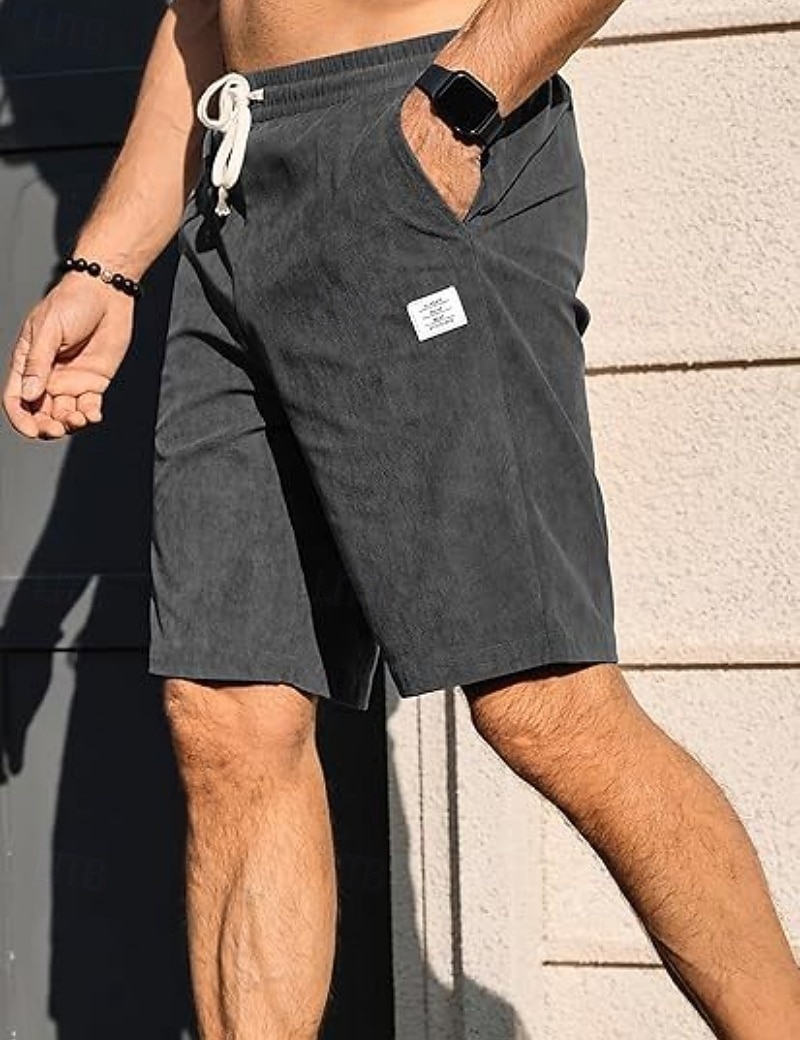 Per uomo Shorts Shorts da Spiaggia Pantaloncini casual Pantaloncini di velluto a coste Tasca Elastico in vita Semplice Comodità Traspirante Lunghezza al ginocchio All'aperto Spiaggia Vacanza Vacanza del 2026 a $21.99 –P16