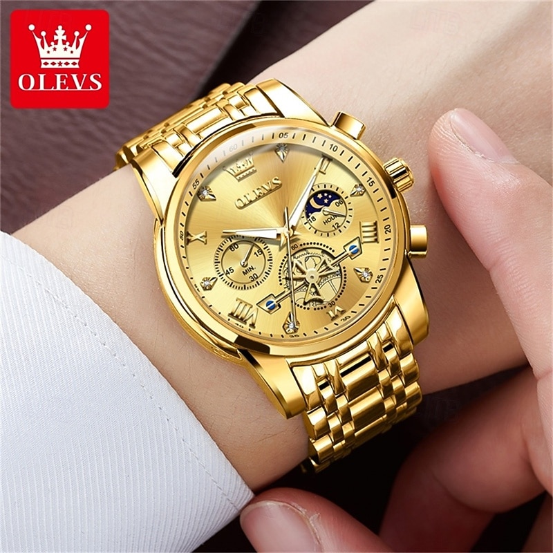 Olevs heren automatisch horloge luxe skeleton mechanisch polshorloge met maanfase waterdicht lichtgevend tweekleurig roestvrijstalen zakelijk modehorloge voor heren 2026 - $45.99 –P20