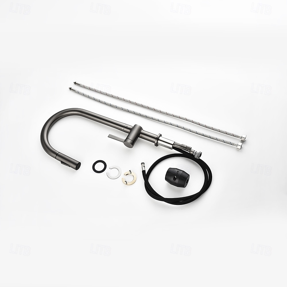 Кухонный смеситель с выдвижным распылителем, однорычажный смеситель с высоким изливом для мойки, прочная латунная конструкция, двухфункциональная распылительная головка, простая установка. 2026 - $216.99 –P41