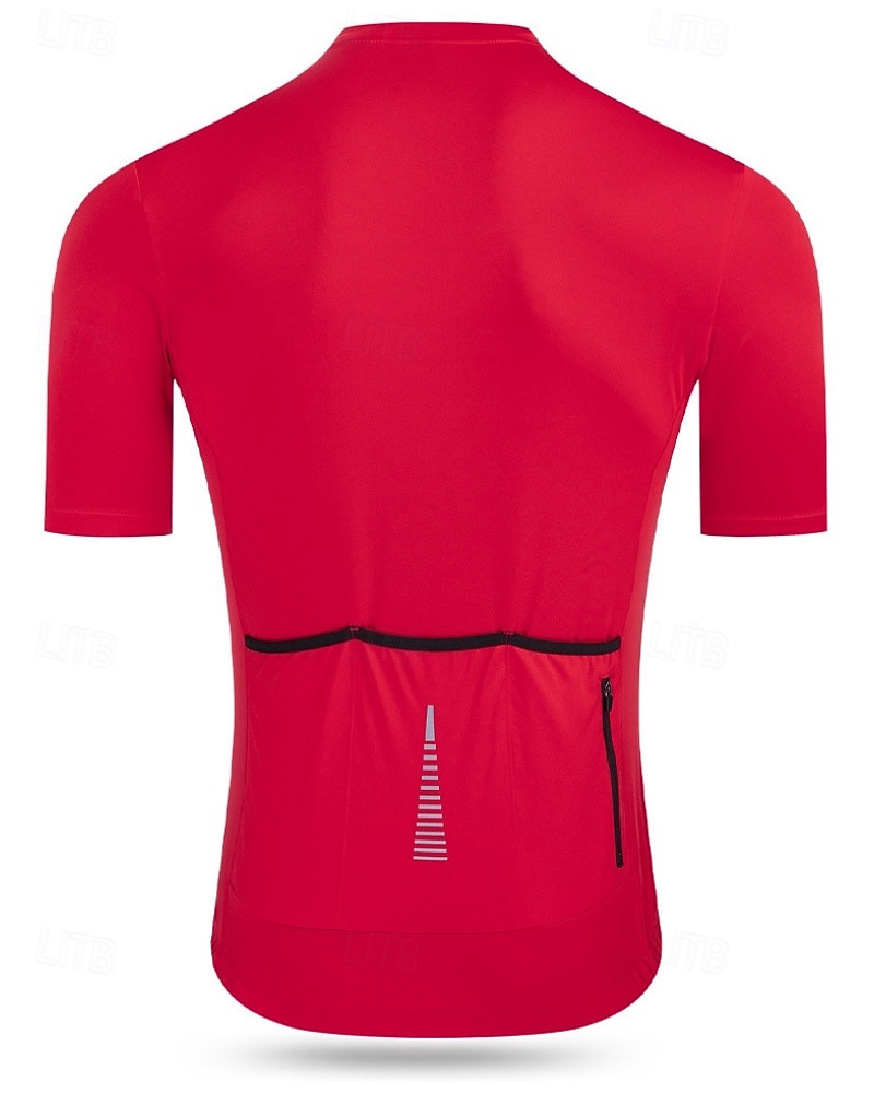 Męskie Koszulka rowerowa Jeden kolor Krótki rękaw Rower Dżersej Top z 3 tylnymi kieszeniami Odporny na UV Szybkie wysychanie Kieszeń na plecach Odvádí pot Sport Czarny Biały Czerwony Odzież 2026 - $26.99 –P5