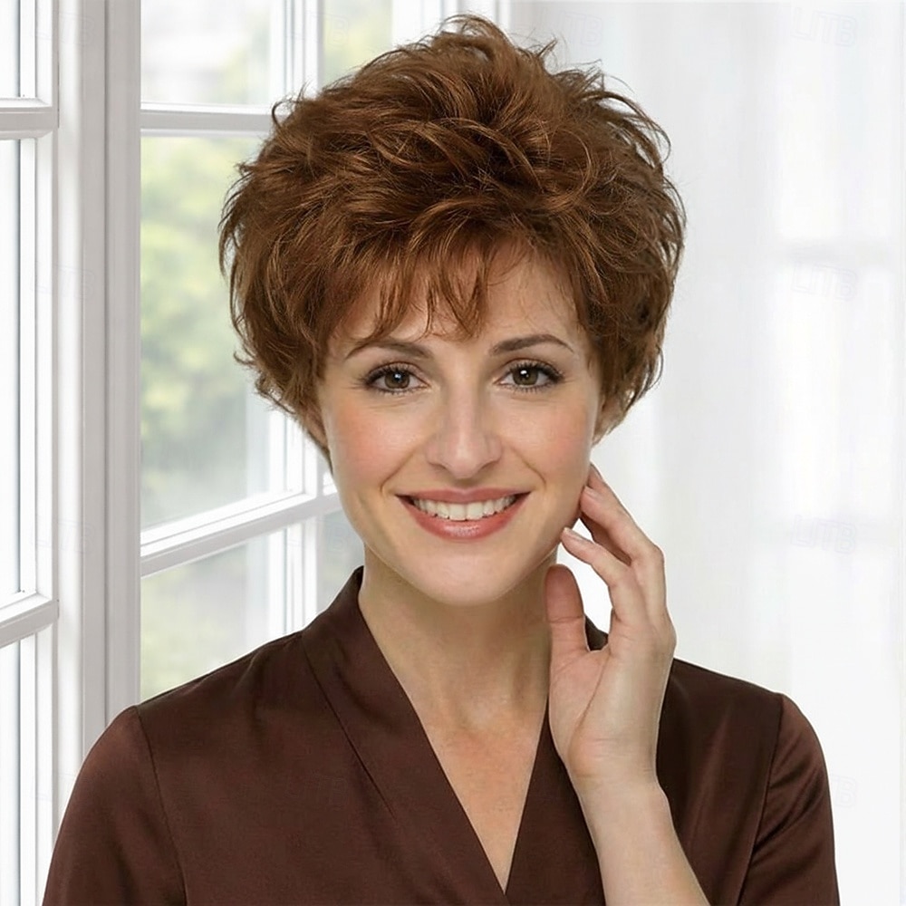 Peruca sintética curta e elegante estilo pixie para mulheres - loiro claro com mechas sutis e volume texturizado. de 2026 por $29.99 –P4