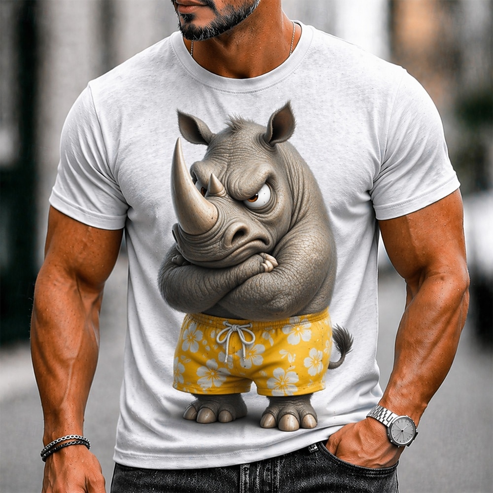 Voor heren dier Grappig T-shirt Korte mouw T-shirt 3D-afdrukken Strakke ronde hals Overhemd overdreven Ontwerper Feest Feestdagen blauw Zwart Wit Zomer Lente Kleding S M L XL XXL XXXL 2026 - $8.49 –P1