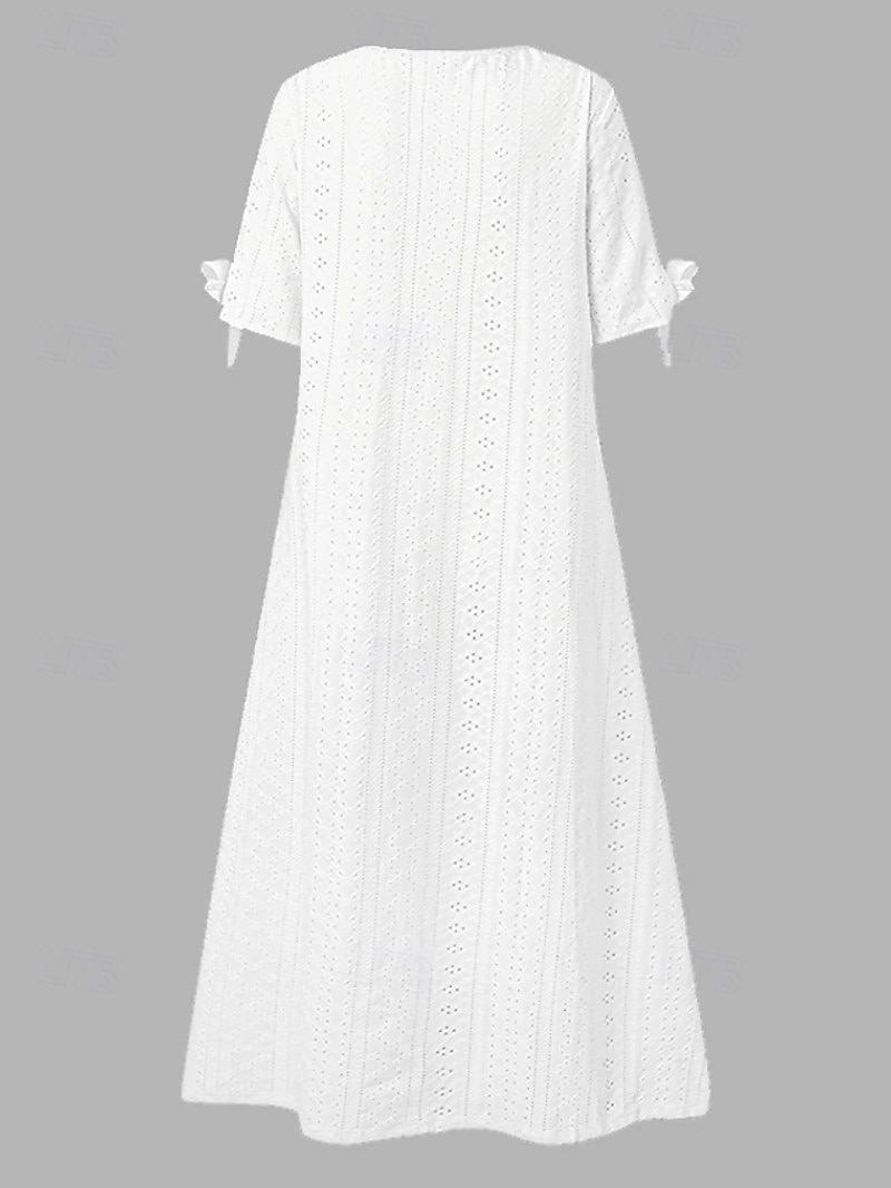 Women's Midi Dress Boho Dress A Line Dress Summer Dress Elegant Fashion Modern Daily Outdoor Beach Loose Fit Plain Short Sleeve V Neck White Purple Light Blue Summer Spring 2026 - $24.99 –P10