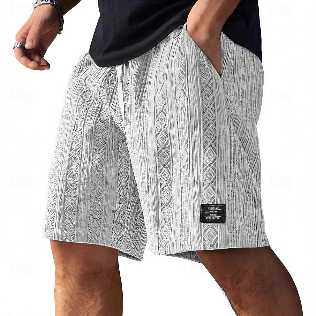 Men's Shorts Summer Shorts Beach Shorts Casual Shorts Jacquard Pocket Elastic Waist Jacquard Comfort Breathable Knee Length Casual Outdoor Beach Vacation Fashion Blue Black Micro-elastic 2026 - $23.99 –P7