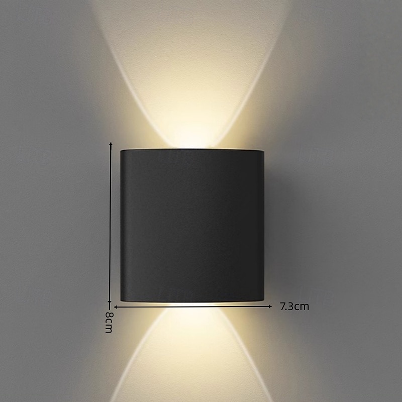 upp- och nerljus utomhus, utomhusvägglampor ip54 vattentät, 3000k modern vägglampa, LED-vägglampa badrum vägglampa aluminium för trädgård, sovrum, hall, trappor (svart) 2026 - $54.99 –P1