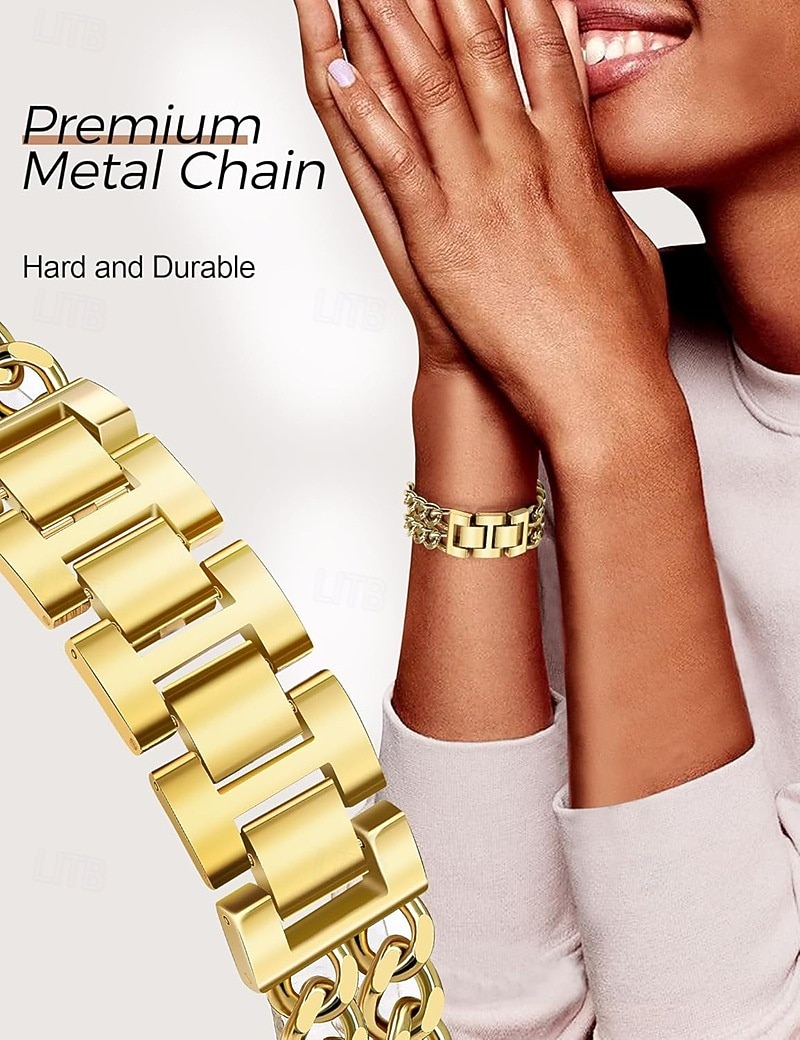 Jewelry Bracelet Compatible with Apple Watch band 38mm 40mm 41mm 42mm 44mm 45mm 46mm 49mm Glitter Double Chain Luxury Alloy Strap Replacement Wristband for iwatch Ultra 3 2 Series 11 10 9 8 7 SE 6 5 2026 - $16.99 –P15