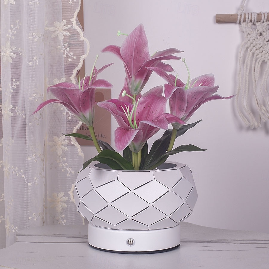 Lampka nocna z pustą doniczką w kształcie kwiatka, ładowana przez USB, 3-kolorowa, z funkcją ściemniania dotykowego, doniczka z kwiatkiem, lampa stołowa do sypialni, salonu, jadalni, oświetlenie 2026 - $43.99 –P3