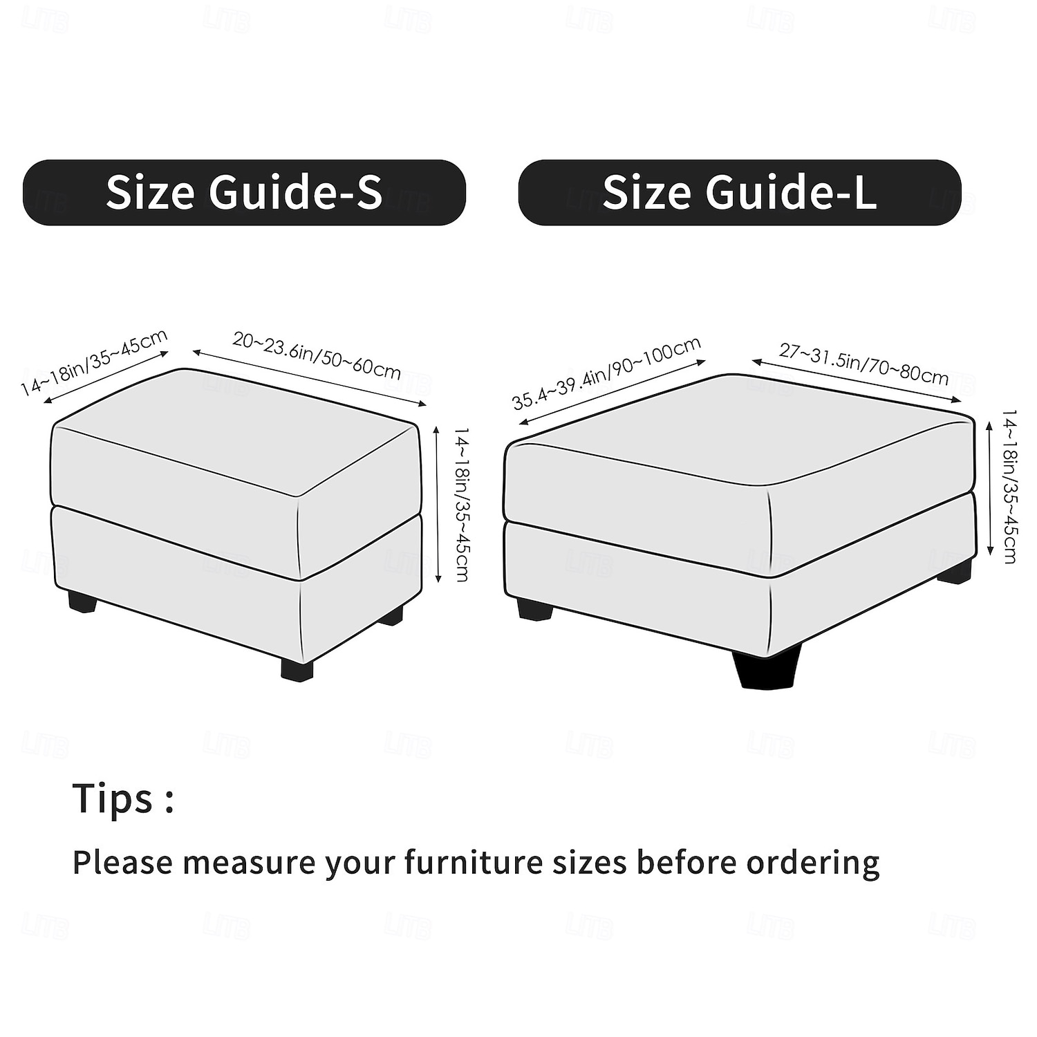 غطاء عثماني من جلد البولي يوريثان المقاوم للماء، أغطية كراسي مربعة صغيرة/كبيرة قابلة للتمدد، أغطية عثمانية مستطيلة الشكل بقاعدة مطاطية مانعة للانزلاق لمساند القدمين 2026 - $30.99 –P1