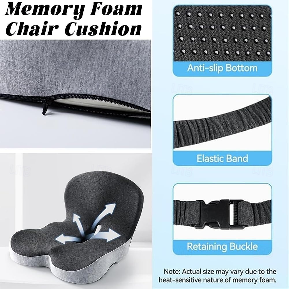 Ergonomic Memory Foam Seat Cushion - Orthopedic Chair Pad for Office Chair, Tailbone & Coccyx Pain Relief Seat Pillow for Car, Gaming Chair, Wheelchair, Breathable Cover, Non-Slip 2026 - $72.99 –P4