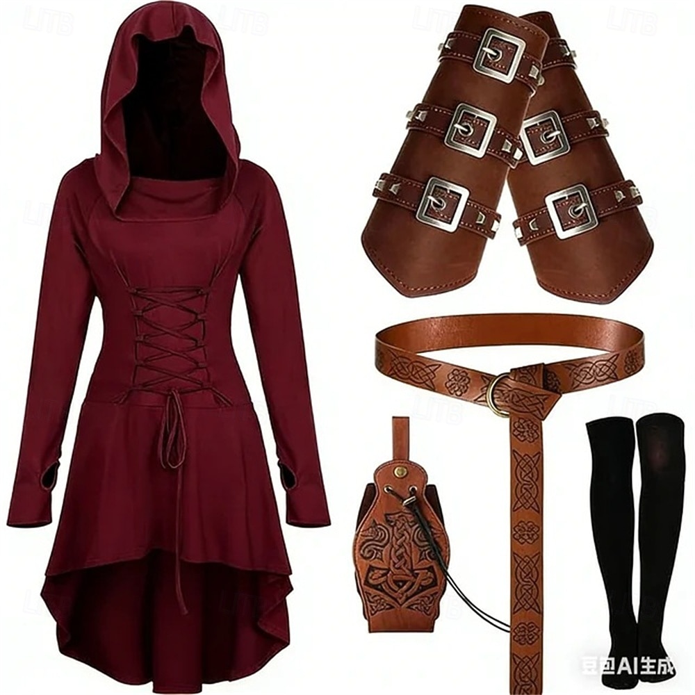 Medieval Renascentist extravagant Lungime scurtă Rochii Curea în Talie Șosete până la genunchi Mâneci Lungi Arcaș Cu Șiret Costume de fancy Pentru femei Fantezie Mascaradă Petrecere Târgul Renașterii 2026 - $59.99 –P6