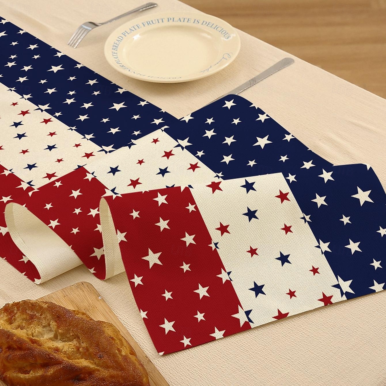 Скатерть-дорожка в американском стиле ко Дню независимости, красно-синяя полосатая скатерть в подарок ко Дню памяти, подходит для домашних столовых и ресторанов, для украшения стола, домашнего декора. 2026 - $9.49 –P6