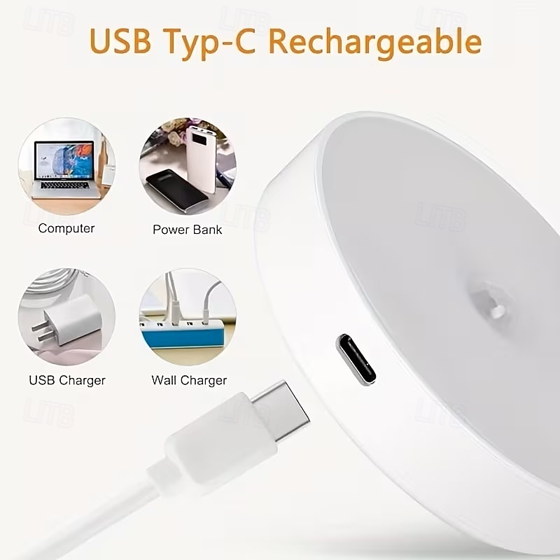 2026年 10個入り 8LEDステップライト PIRモーションセンサーライト USB充電式ナイトライト 階段、ベッドサイド、寝室、廊下照明用  コレクション – $48.99 –P5
