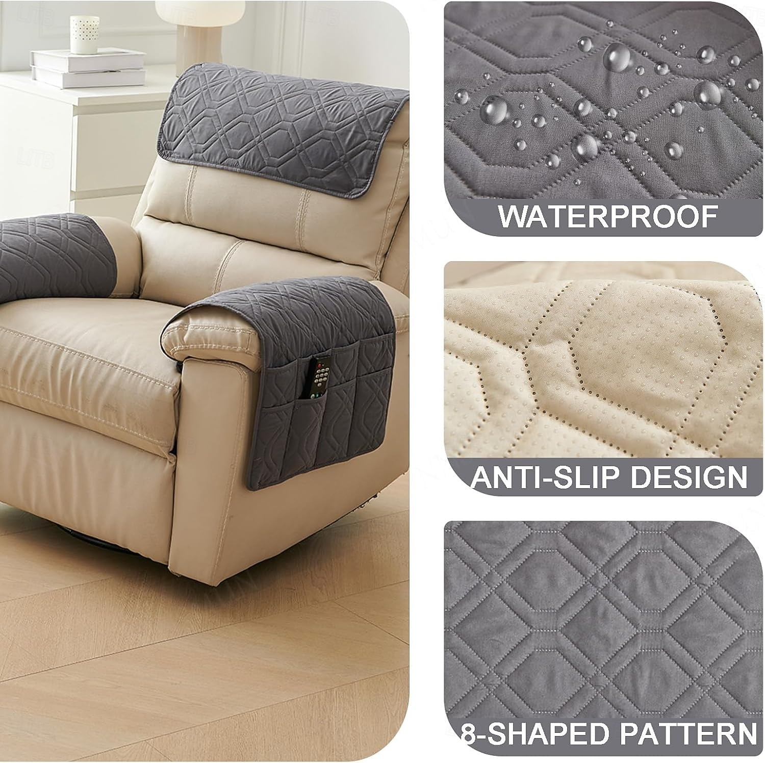 Voděodolný organizér na loketní opěrku pohovky s úložnými kapsami multifunkční potah na loketní opěrku pohovky proti poškrábání ochrana pro domácí mazlíčky protiskluzová podložka na loketní opěrku, 2026 - $53.99 –P6