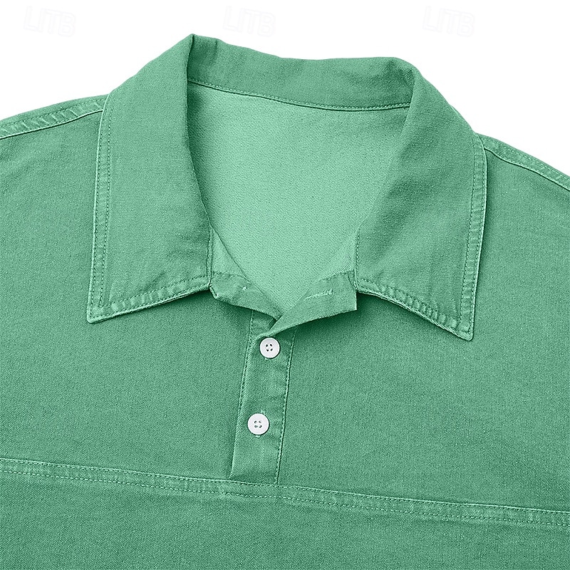 Herren Baumwoll-Poloshirt Lässig Urlaub Klassisch Langarm Mode Basic Einfarbig Einfach Vintage-Stil Gewaschen Winter Frühling & Herbst Ganzjahres Lässiger Schnitt Schwarz Hellgrün Rosa Marineblau 2026 - $33.99 –P15
