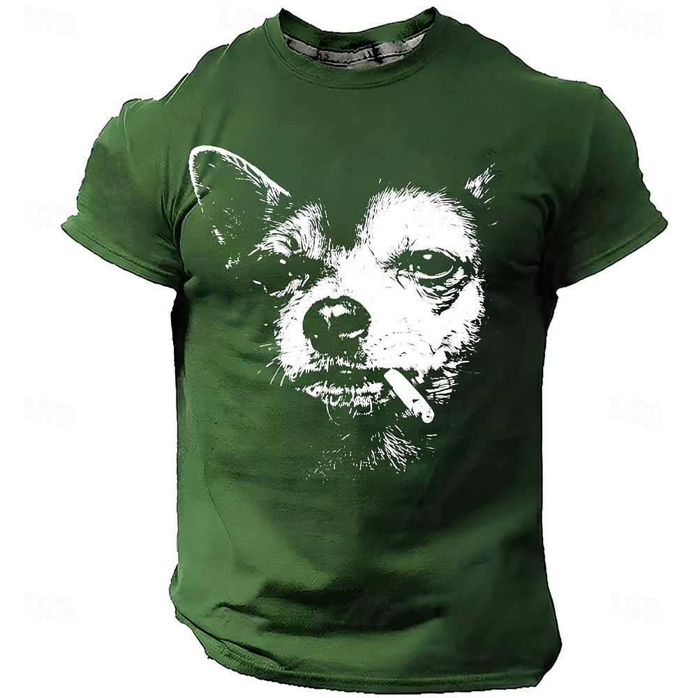 Maglietta da uomo con chihuahua che fuma una sigaretta, streetwear grintoso, meme divertente, vestibilità regolare, stile thug life, cane cattivo, abbigliamento casual quotidiano firmato, taglie S, M, del 2026 a $19.99 –P2