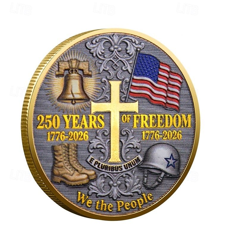 Minnemynt for amerikanske veteraner, 250 år med frihet 1776–2026, patriotisk hyllestmedalje med ørn, flagg og frihetsklokke &militære symboler, gave til ærestjenesteoffer 2026 - $19.99 –P2