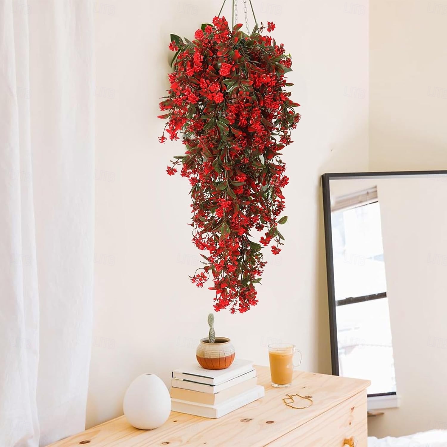 4 künstliche grüne Kunststoffblumen, künstliche Hängepflanzenranken, UV-beständig, geeignet für die Dekoration von Haus- und Gartenwänden, Büros, Hochzeiten, Partys und Hängekörben. 2026 - $21.99 –P12