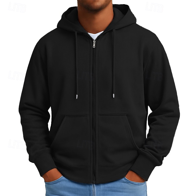 SoftFade™ Men's Hoodie Full Zip Hoodie Blue Black Gray Hooded Plain Zip Up Casual Daily Sports & Outdoor Vintage Cool Sportswear Spring &  Fall Clothing Apparel Hoodies Sweatshirts  Long Sleeve 2026 - $34.99 –P3