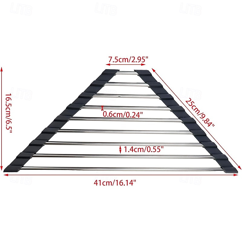 Escurridor de platos sobre el fregadero, enrollable y triangular para esquina de cocina, alfombrilla de escurridor plegable de acero inoxidable (triangular), escurridor de platos para fregadero de 2026 - $9.99 –P3