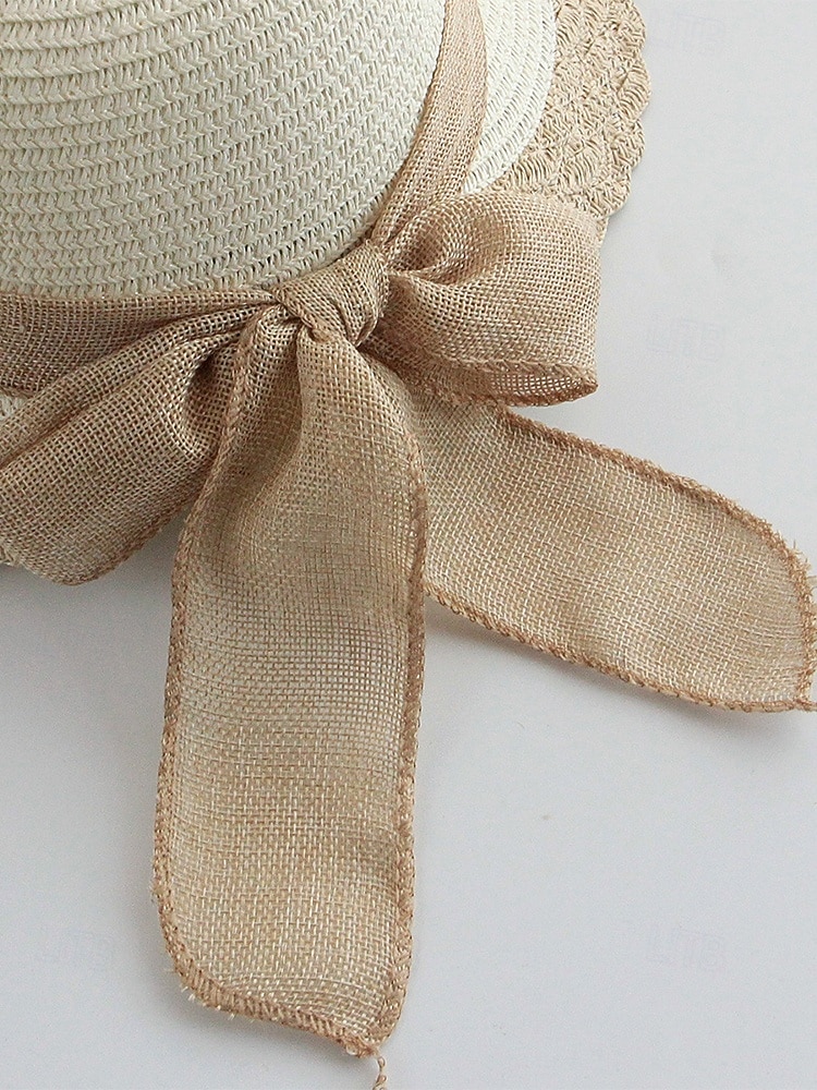 Sombrero de paja bohemio para mujer, ala ancha, varios colores, decoración con lazo, sombrero de playa ligero para verano, vacaciones, ropa informal para exteriores 2026 - $14.99 –P10