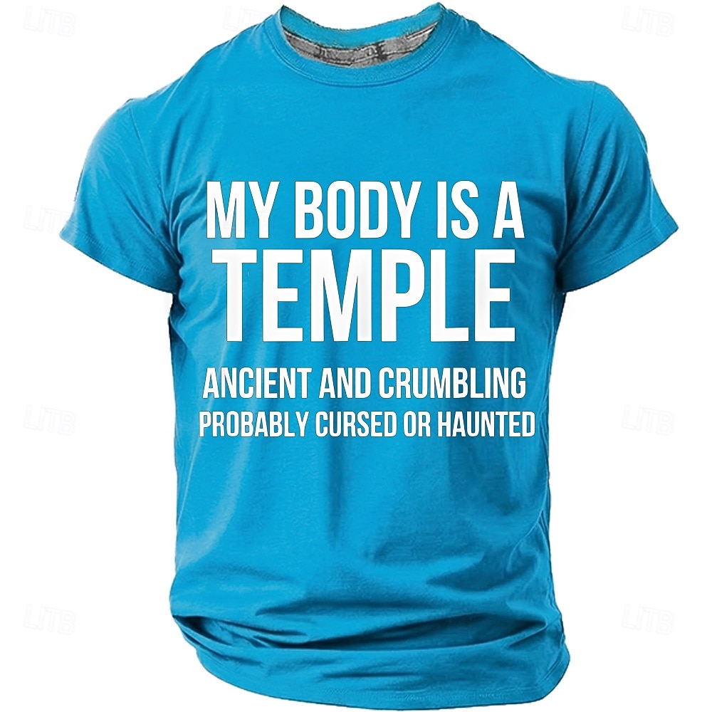 Corpul meu este un templu antic, blestemat, bântuit, tricou amuzant, sarcastic, cu umor, grafic, guler rotund, mânecă scurtă, cadou de ziua de naștere pentru el, cadou de glumă, haine de designer 2026 - $18.99 –P3