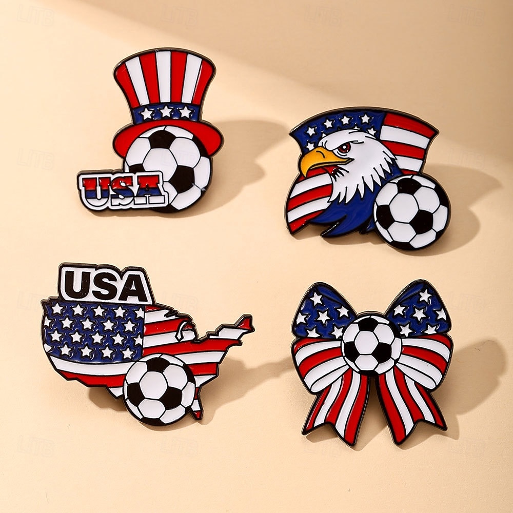 2026-os amerikai foci világbajnokság, fém zománc kitűző – hazafias amerikai foci jelvény, szurkolói gyűjtői ajándék kiegészítő 2026 - $21.99 –P1