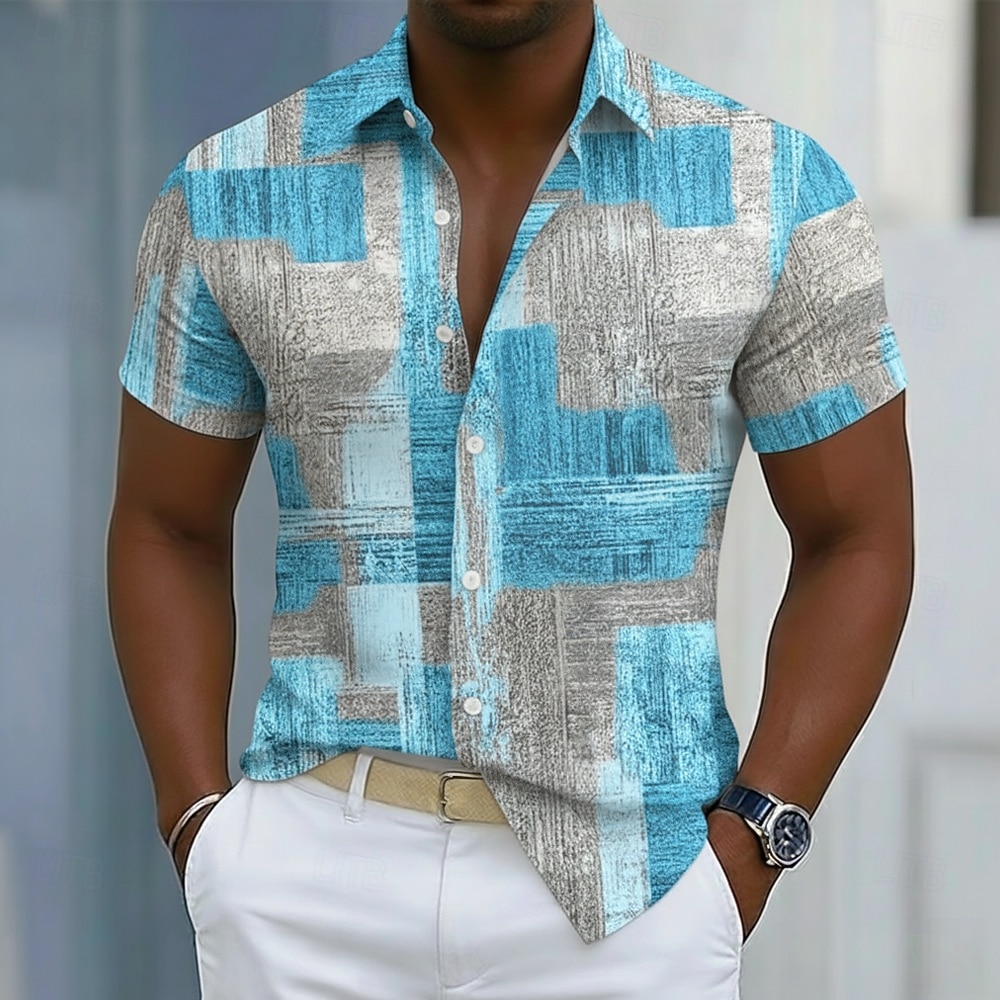 Per uomo Geometrico Blocco di colori Patchwork Camicia Camicia Estiva Camicia con Bottoni Manica Corta Moda Casual All'aperto Vacanza Abbigliamento Quotidiano Estate Primavera Collo ripiegato Stampa del 2026 a $25.99 –P4