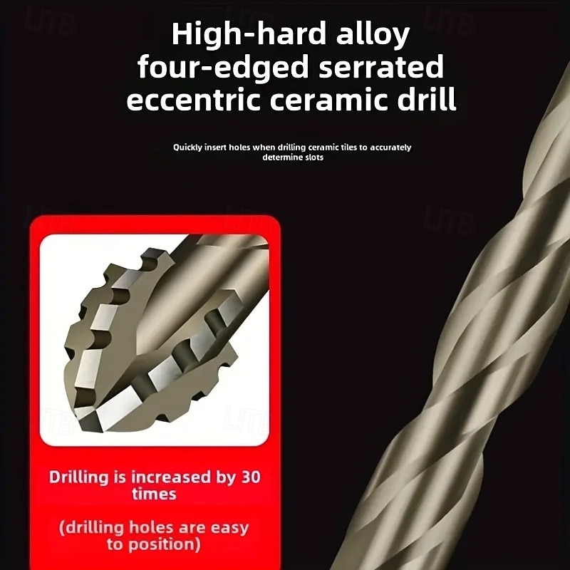 7PCS New Four-Flute Sawtooth Eccentric Drill Bit, 4 Flute Drill Bit Set, High-Strength Eccentric Twist Drill Bit, Serrated Masonry Drill Bits for Metal/Concrete/Glass/Brick/Tile/Wood 2026 - $20.99 –P5