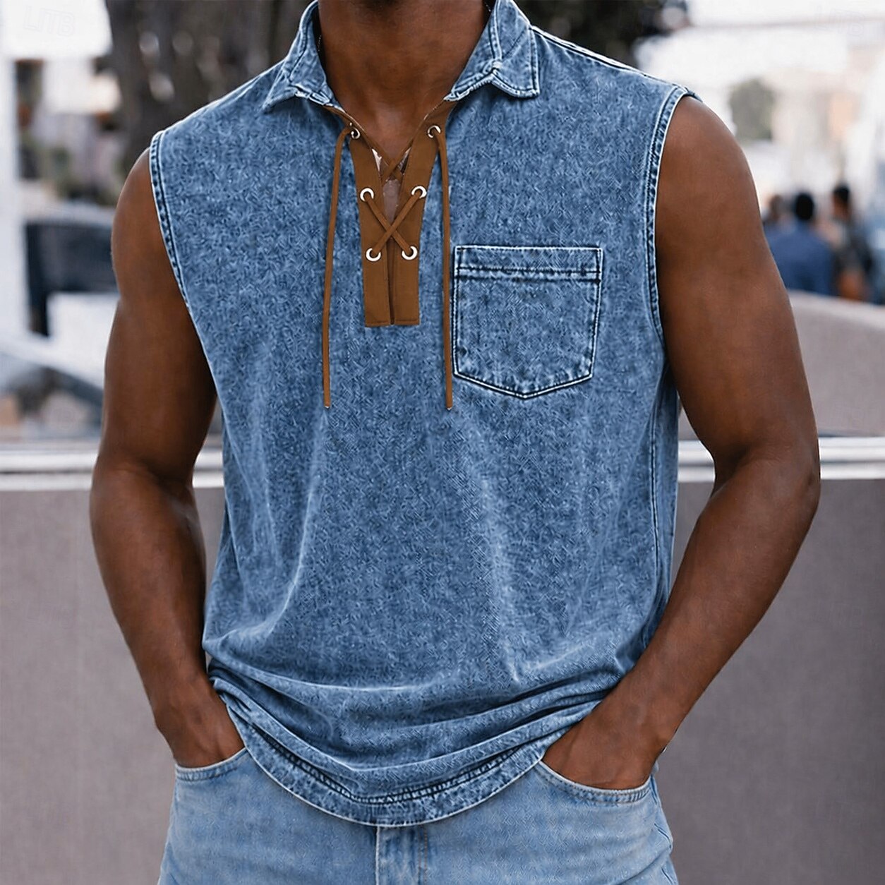 SoftFade™ Men's Polo Shirts 100% Cotton Acid Wash Shirt Casual Holiday Lace Up Neck Short Sleeve Fashion Basic Plain Vintage Plain Summer Spring Blue Black Pink Gray 2026 - $32.99 –P2