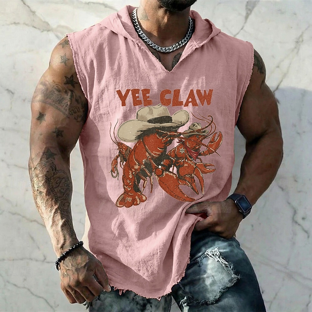 Herren-Weste im Western-Boho-Vintage-Stil mit Kapuze, ärmellos, mit Kapuze, Grafikprint, aus Baumwoll-Leinen-Mischgewebe, ausgefranstem Saum, lockerer Passform, Sommer-Casual-Design, Größen S, M, L, 2026 - $19.99 –P3