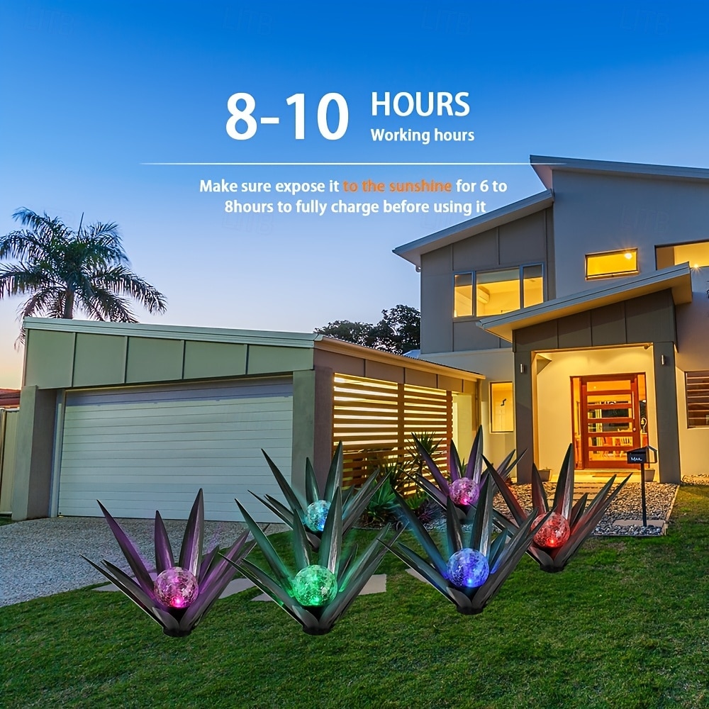 1 stuk decoratieve buitenlamp op zonne-energie in de vorm van een agave, met kleurveranderende led, voor tuin, erf, gazon en padverlichting – perfect voor bruiloften, feestdagen, feesten, terrassen en 2026 - $26.99 –P7