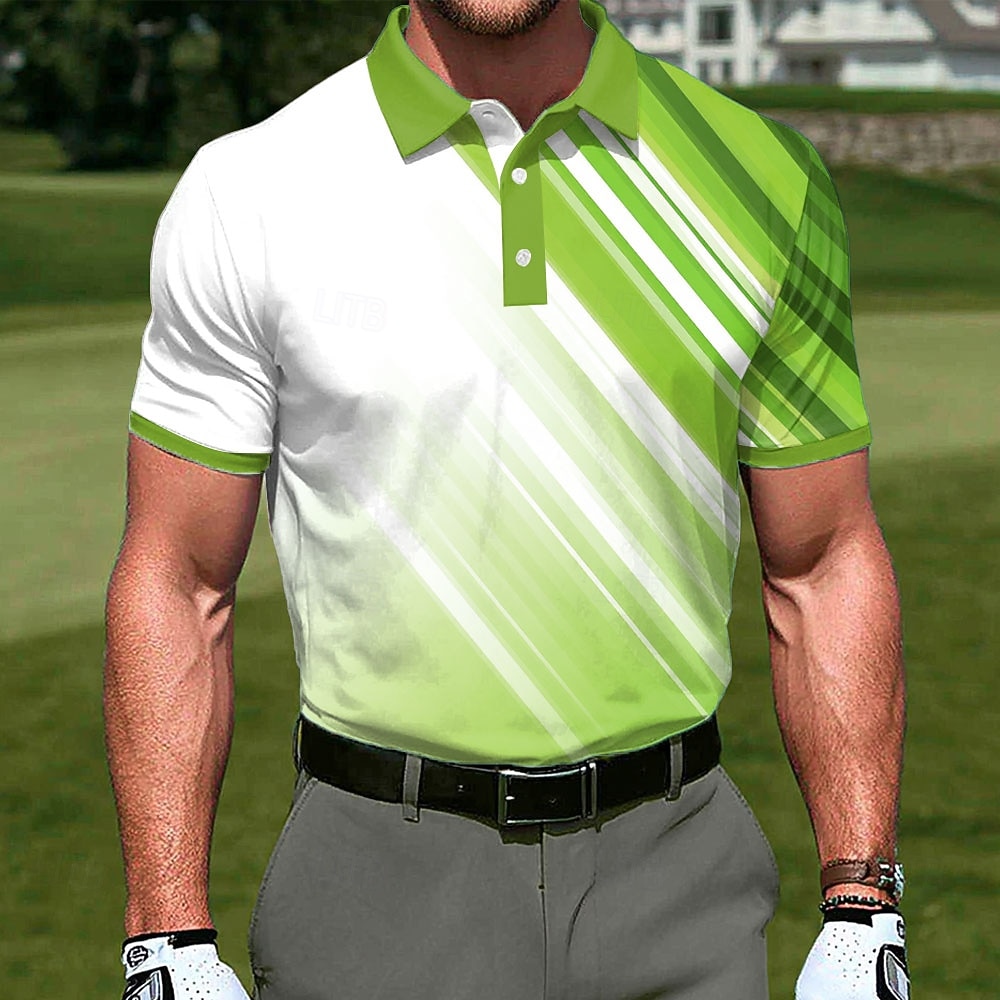 Per uomo Geometrico Golf Polo Sportivi Manica Corta Magliette polo Camicie con Colletto Casual Athleisure Stampa 3D Bottoni Primavera & Estate Blu azzurro cielo Rosso del 2026 a $22.99 –P1