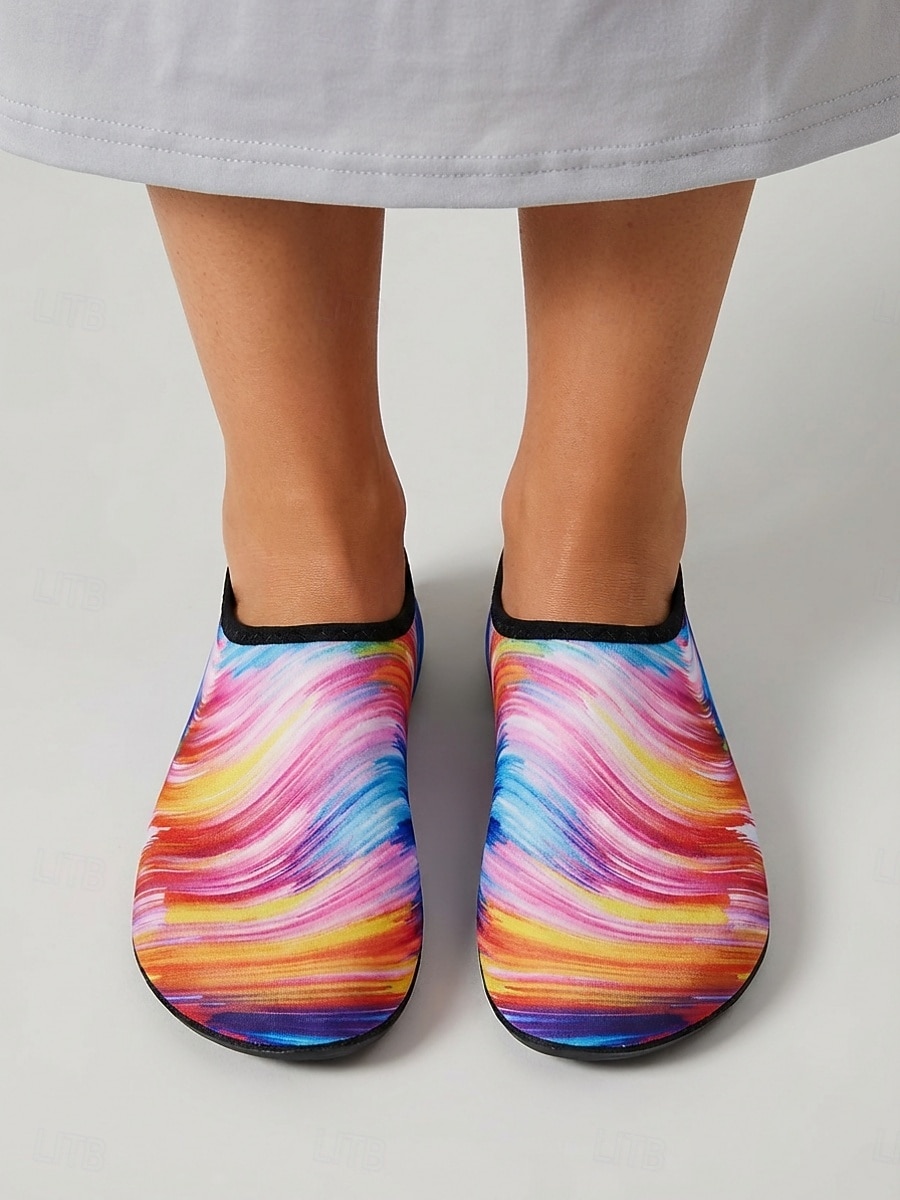 Scarpe da acqua da donna con stampa colorata, calzini acquatici antiscivolo ad asciugatura rapida, calzature leggere e traspiranti per spiaggia, nuoto, snorkeling e immersioni. &surf del 2026 a $24.99 –P4
