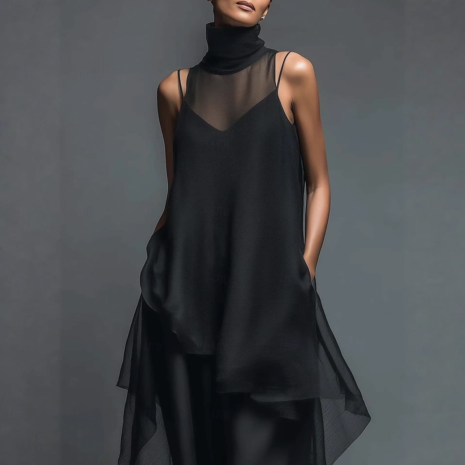 Mujer Vestido Midi Vestido de raso Vestido de Fiesta Vestido Cóctel Vestido Invitada Boda Elegante Moda Moderno Playa Fiesta de Noche Fiesta Holgado Plano Sin Mangas Cuello Barco Correas Cuello Alto 2026 - $34.99 –P4