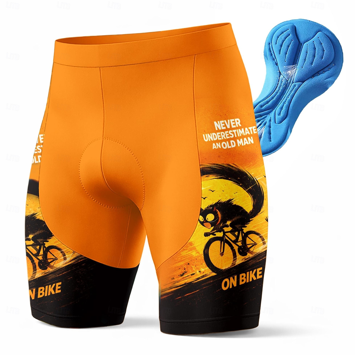 Herre Katt Bokstav & Nummer Sykkelveishorts Sykkelshorts Fôrede sykkelshorts Sykkel Shorts Bunner Slank Fasong sport 3D Pute Hurtigtørkende Svettereduserende Fukttransport Svart / Oransje Klær 2026 - $27.99 –P4