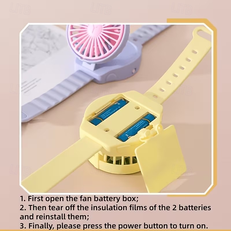 Přenosný náramkový ventilátor pro děti, nositelný osobní ventilátor s hodinkami pro dívky a chlapce, USB dobíjecí mini ventilátor s nastavitelným úhlem, malý hands-free ventilátor do školy, na cesty, 2026 - $16.99 –P6