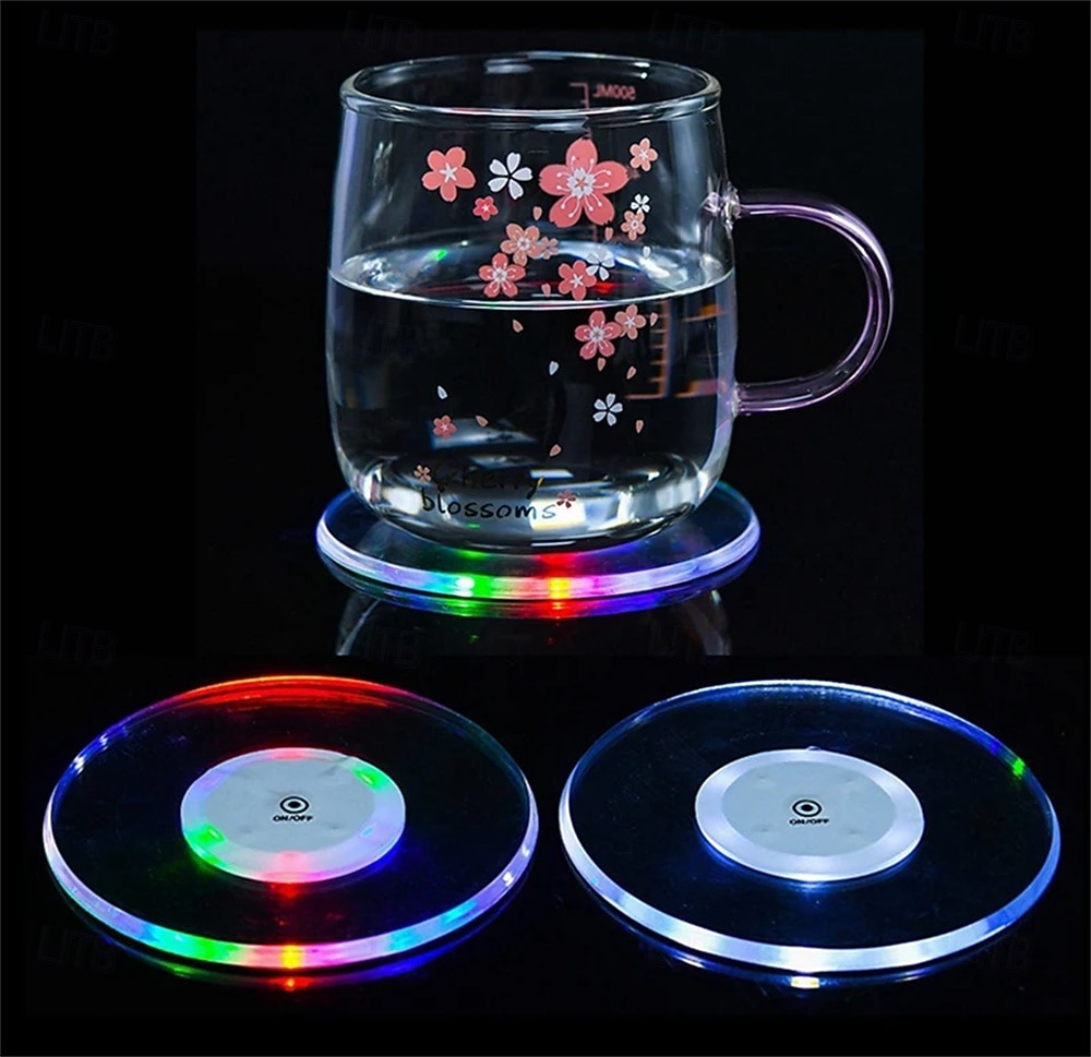 3 stuks LED-onderzetters van acryl voor cocktails, met een flitsende basis en ultradunne LED-verlichting, perfect als decoratie voor je bartafel. 2026 - $23.99 –P10