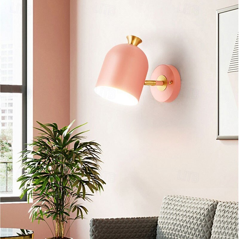 Cute Macaron Wall Lamp, 4 Color Options Green/Pink/Blue/Yellow, E27, Adjustable Cylindrical Lampshade, Metal Wall Sconce for Bedroom, Kids Room, Nursery, Living Room, Nordic Modern Decor 2026 - $90.99 –P7