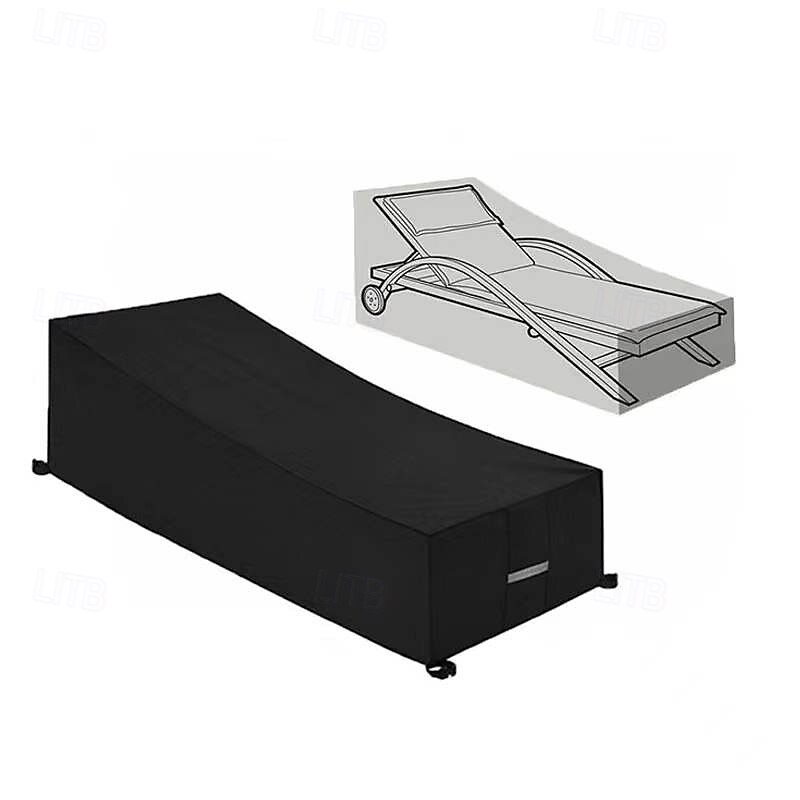 Vattentätt överdrag till schäslong i uteplatsen, 2-pack överdrag till poolstolar för stapelbara dynor och utemöbler, 200 x 76 x 61 cm h, svart 2026 - BHD 8.27 –P6