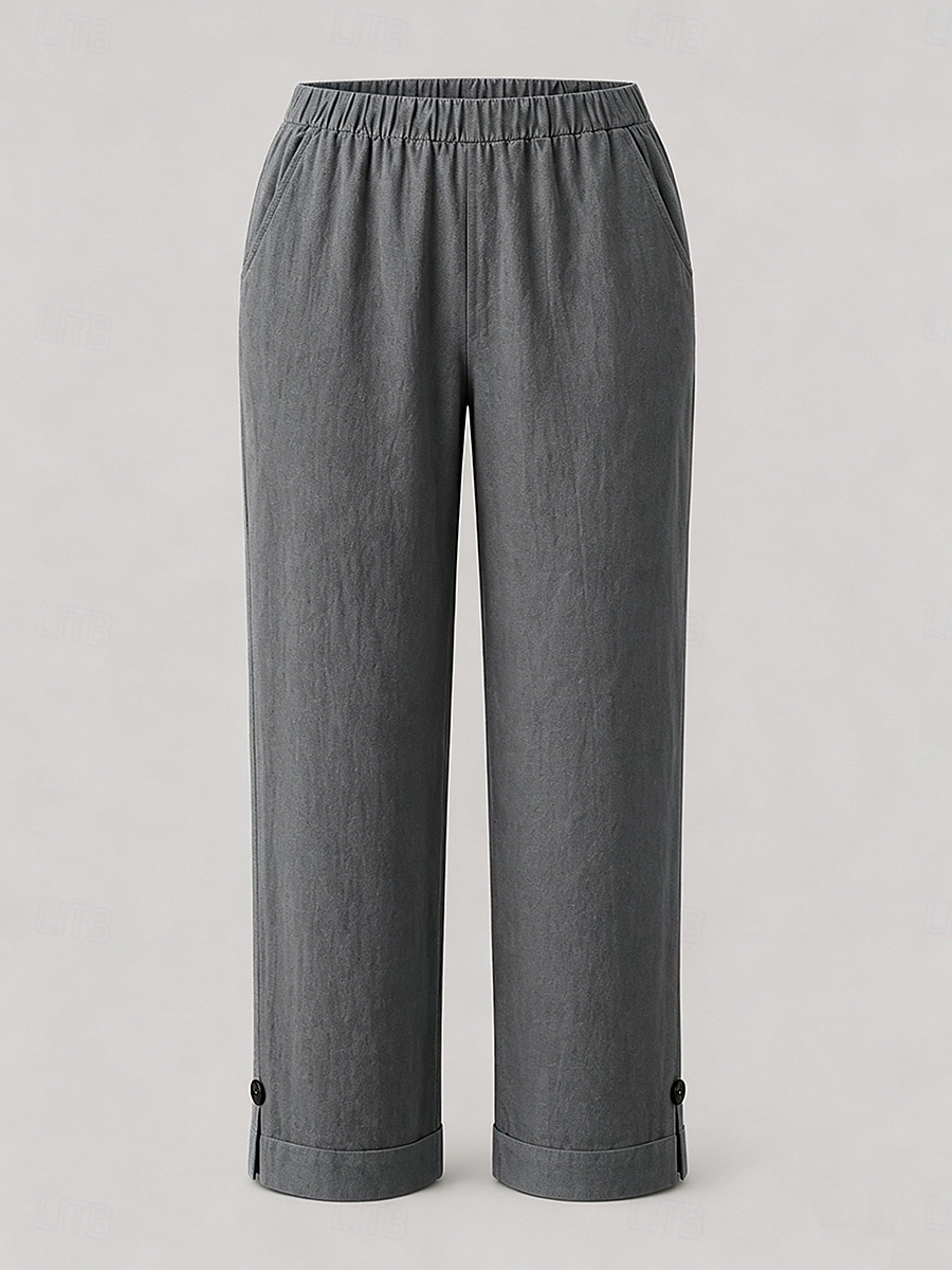 Femmes Pantacourt Chino Longueur cheville Naturel Couleur Unie Avec Poches Confortable Non Elastique Décontracté Quotidien Noir Blanche Rose Claire Vert foncé Printemps Automne Coupe Ample de 2026 ? $19.99 –P6