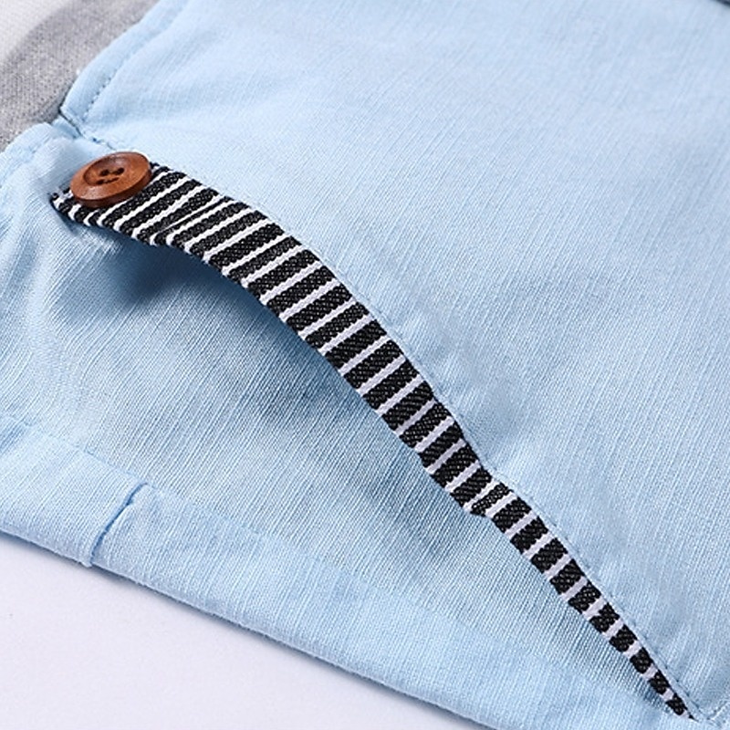 Men's Linen Pants Summer Pants Drawstring Elastic Waist Straight Leg Plain Comfort Breathable Full Length Casual Daily Beach Vacation Fashion Blue Black Inelastic 2026 - $29.99 –P2