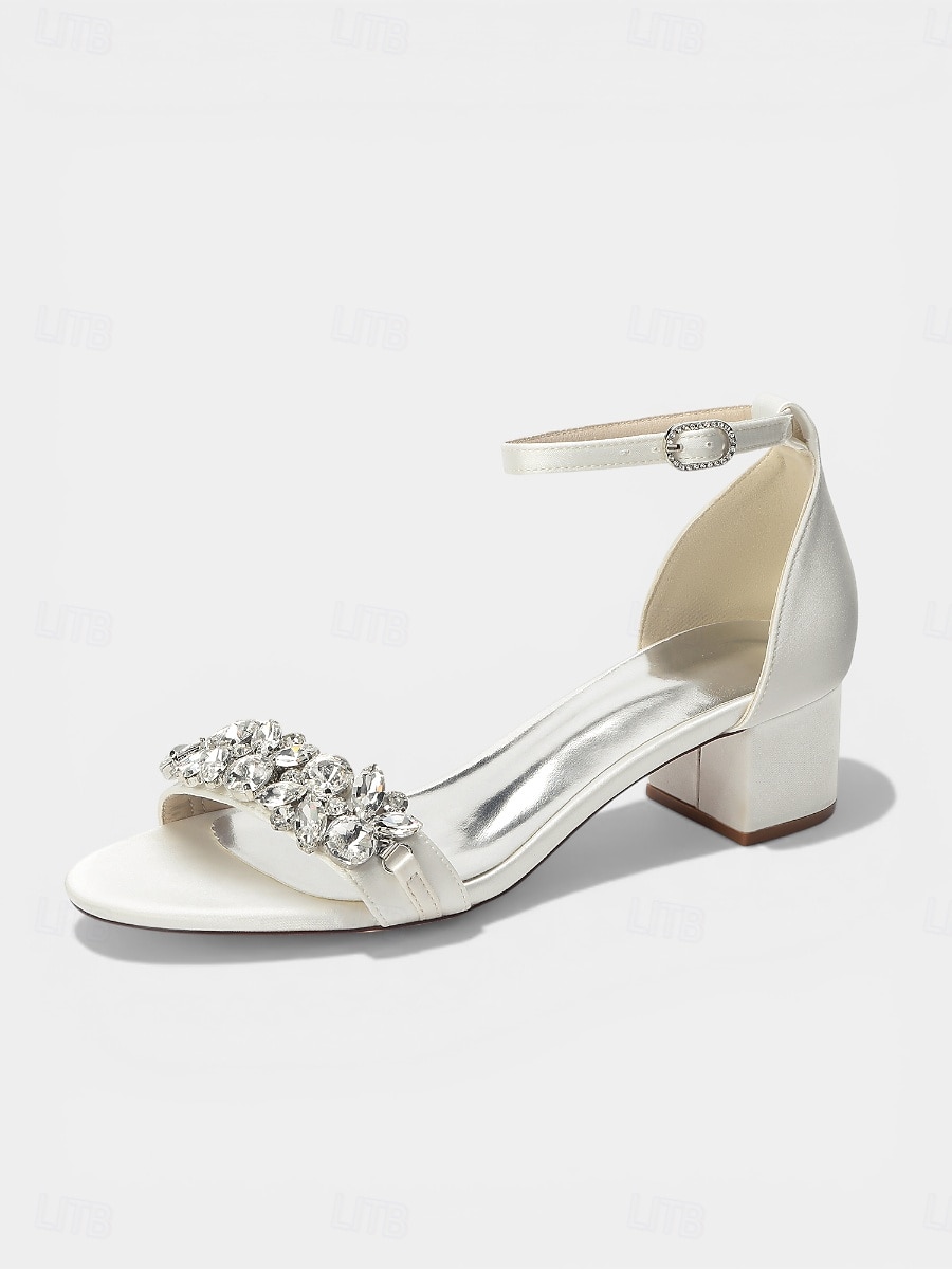Damessandalen met dikke hak en nude strass-steentjes - elegante cocktailschoenen met enkelbandje 2026 - $59.99 –P6