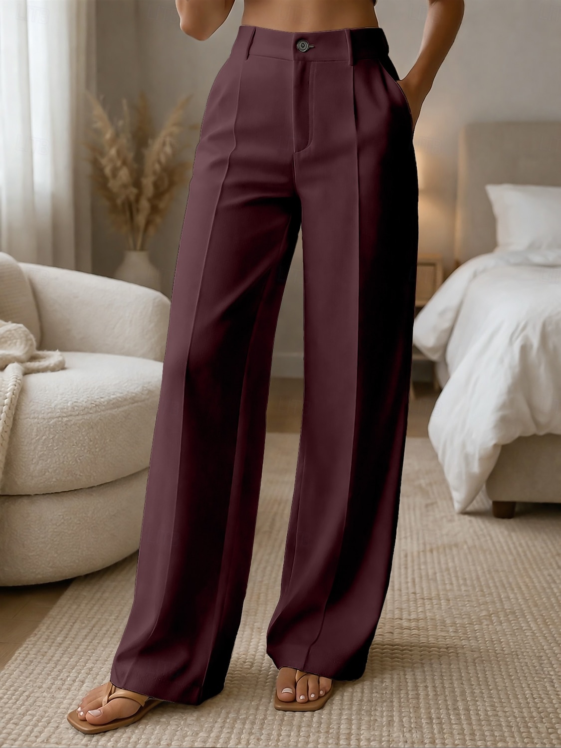 Γυναικεία Πλατύ Πόδι Παντελόνια Παντελόνι επίσημο Casual παντελόνι Μοντέρνα Κομψό στυλ street Βασικό Πλήρες μήκος Ψηλή Μέση Σκέτο Τσέπη Ελαστική μέση Άνετο Ανελαστικό Καθημερινά Γραφείο Διακοπές 2026 - $10.99 –P4