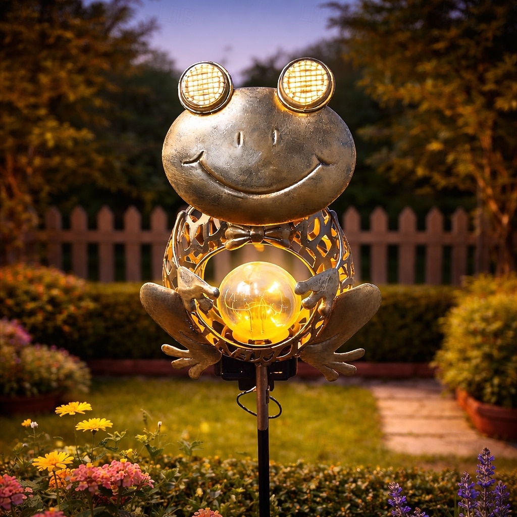 Lampada solare da esterno impermeabile a LED creativa a forma di rana con paletto in ferro, ideale per giardino, cortile, vialetto, prato e illuminazione paesaggistica per ville. del 2026 a $26.99 –P8