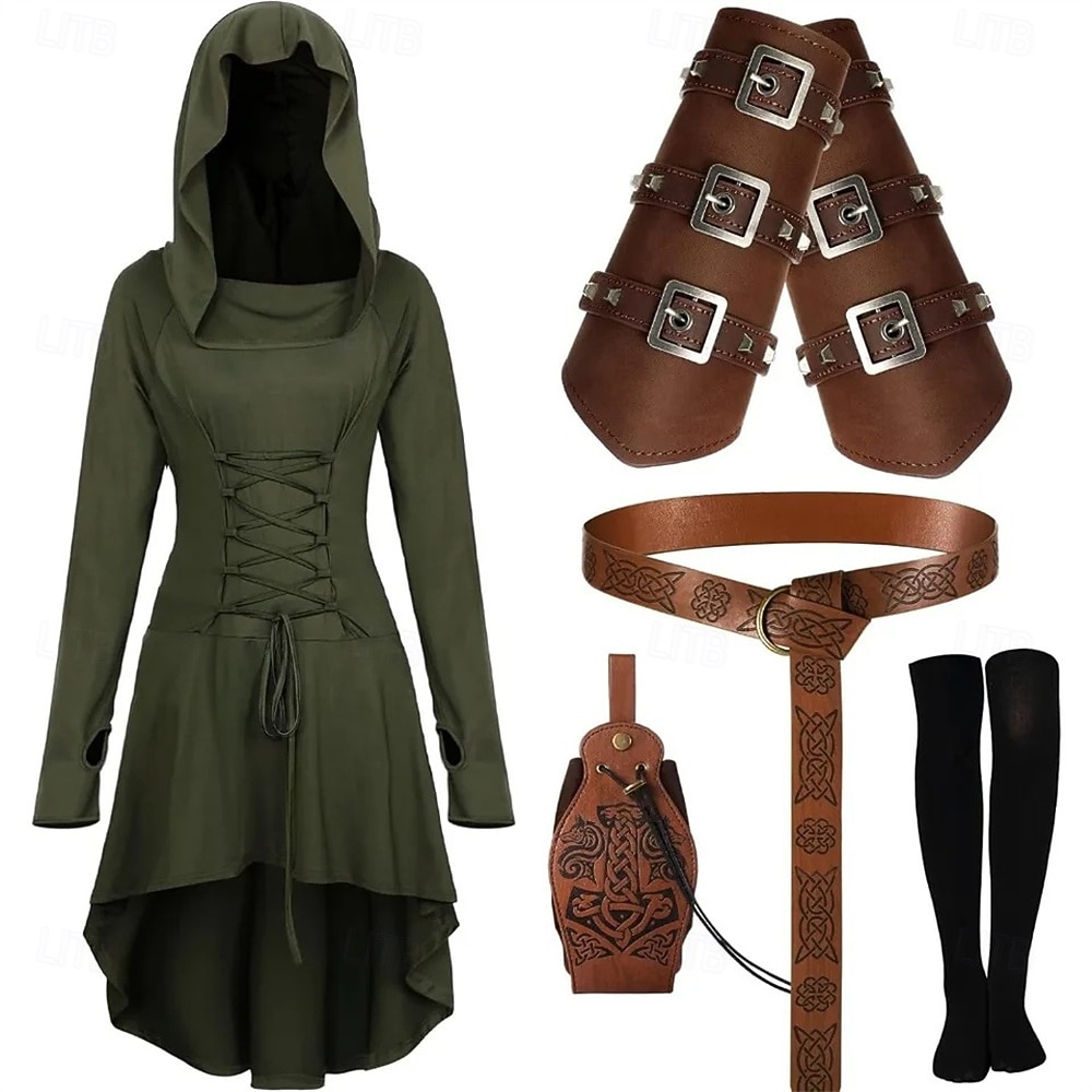 Medieval Renascentist extravagant Lungime scurtă Rochii Curea în Talie Șosete până la genunchi Mâneci Lungi Arcaș Cu Șiret Costume de fancy Pentru femei Fantezie Mascaradă Petrecere Târgul Renașterii 2026 - $59.99 –P2