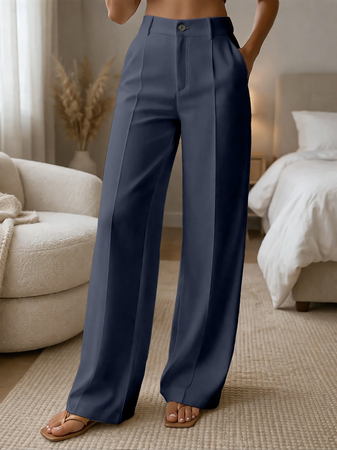 Γυναικεία Πλατύ Πόδι Παντελόνια Παντελόνι επίσημο Casual παντελόνι Μοντέρνα Κομψό στυλ street Βασικό Πλήρες μήκος Ψηλή Μέση Σκέτο Τσέπη Ελαστική μέση Άνετο Ανελαστικό Καθημερινά Γραφείο Διακοπές 2026 - $10.99 –P6